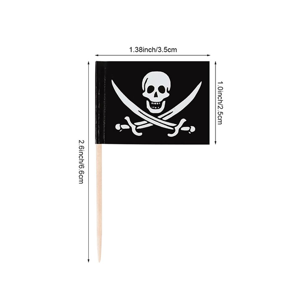 Pirate Flag Toothpicks Cupcake Topper For Kids Boys Pirate Theme Birthday Party Cake Decoraiton Halloween Cocktail Pick Supplies