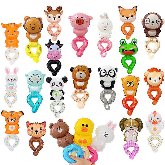 20Pcs Cute Wrist Balloon for Birthday Party Decoration Rabbit Bear Cartoon Animal Balloon Pink Children's Toys Baby Shower