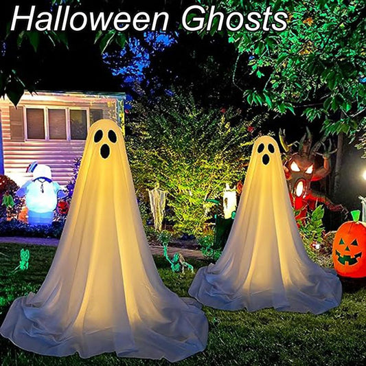 130CM Outdoor Halloween LED Decoration for Front Porch Patio Spooky Easy to Assemble Halloween Ghosts