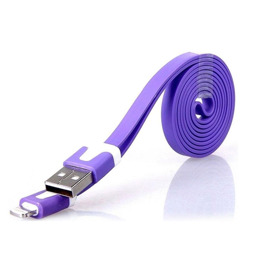 GVC 1 Metre Tangle Free Flat USB to 8 Pin Cable for Syncing & Charging, Purple