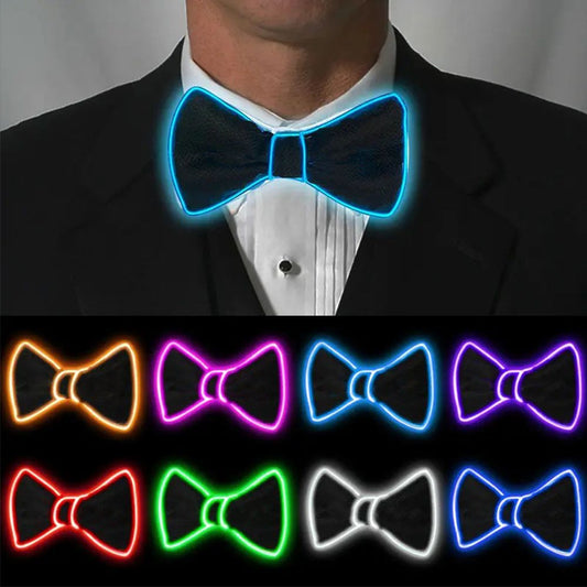 LED Light Up Bow Tie Glow in the Dark Luminous Necktie for Wedding Birthday Party Christmas Decoration Halloween Cosplay Costume