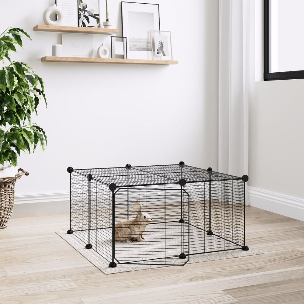 8-Panel Pet Cage Black 35x35 cm Steel