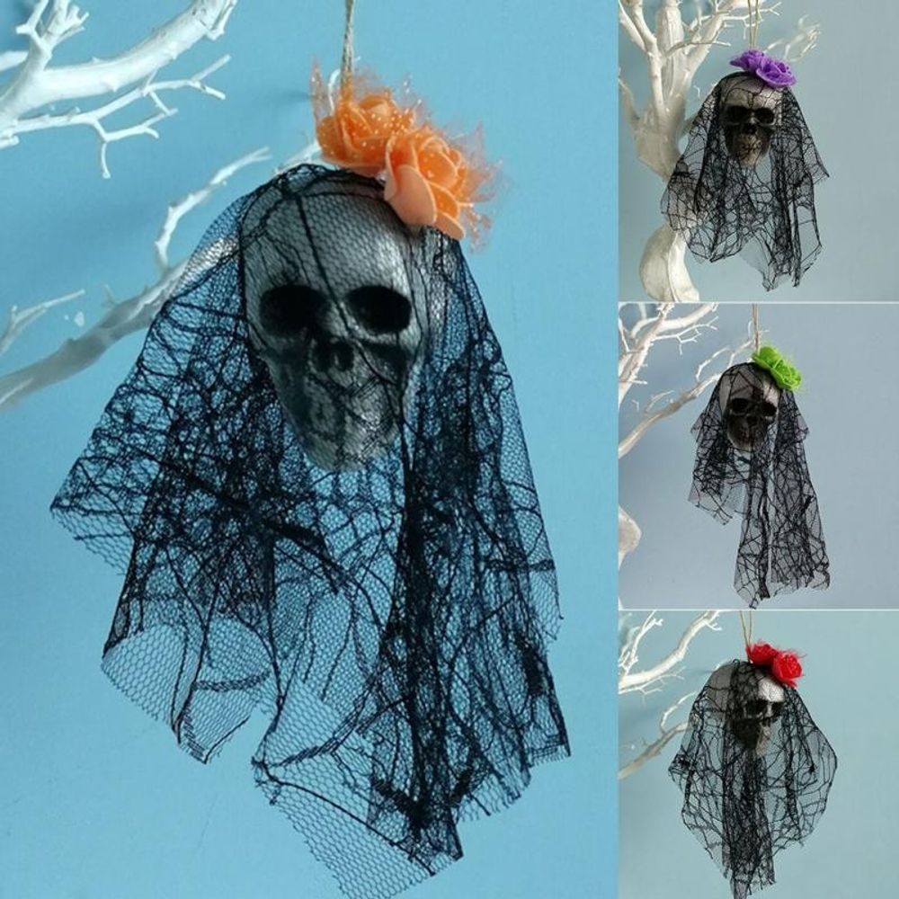 Halloween Skull Hanging Ornaments Foam Skull Bride Clothes Bone Head Scene Layout Props Home Decorations Festival Party Supplies