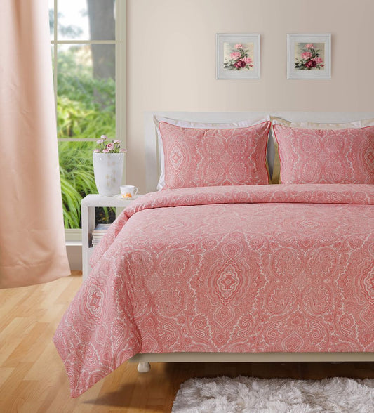 400 TC - Cotton Rich Paisley Print Duvet Cover Set Red