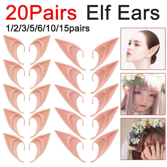 1-20Pairs Cosplay Latex Fairy Angel Elf Ears Halloween Masquerade Party Costumes Halloween Party Decoration Supplies Photo Props