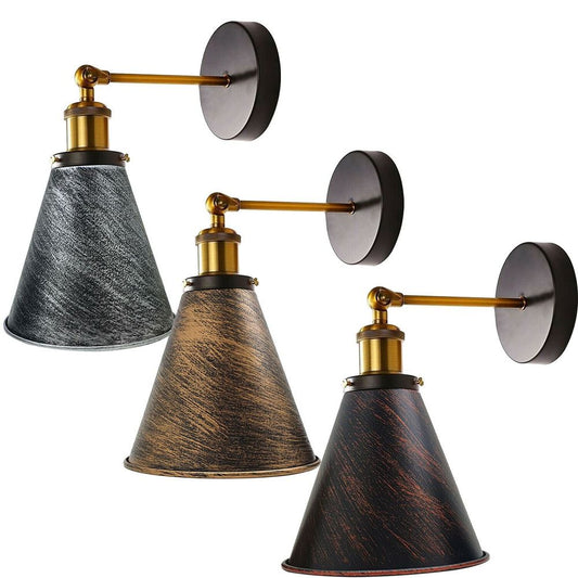 Vintage Industrial Wall Light  Metal Cone Shape Shade Indoor Lighting For Kitchen, Living Room