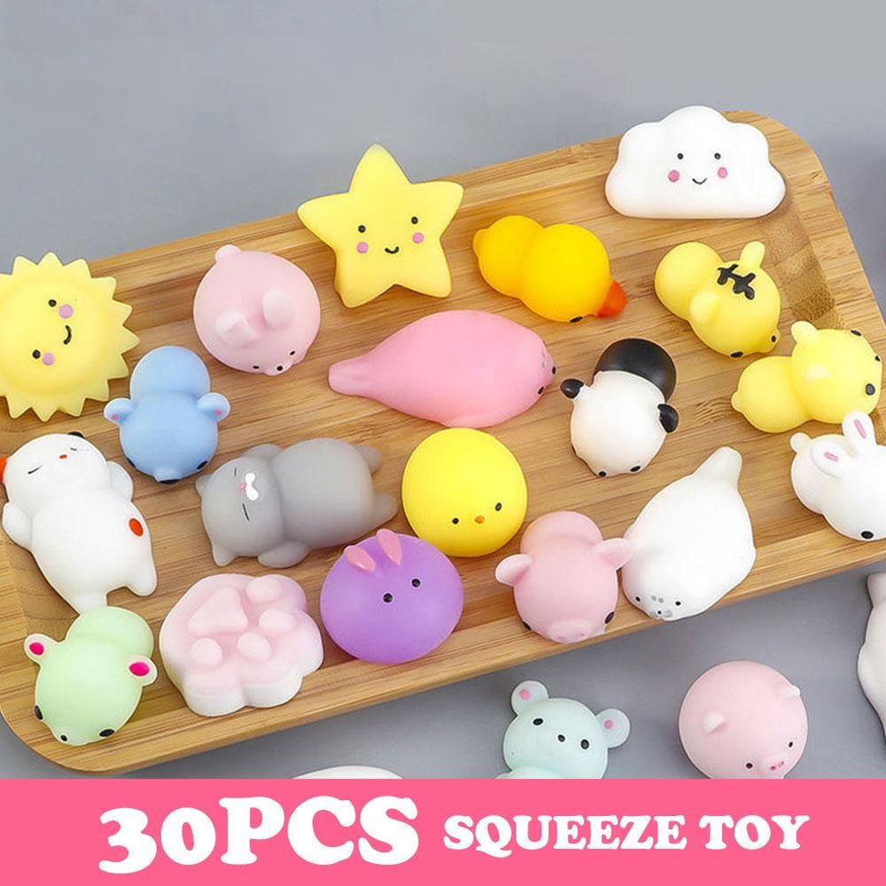 30Pcs Kawaii Squishies Mochi Animal Toys Mini Anxiety Stress Relief Toys for Adults Kids Party Favors