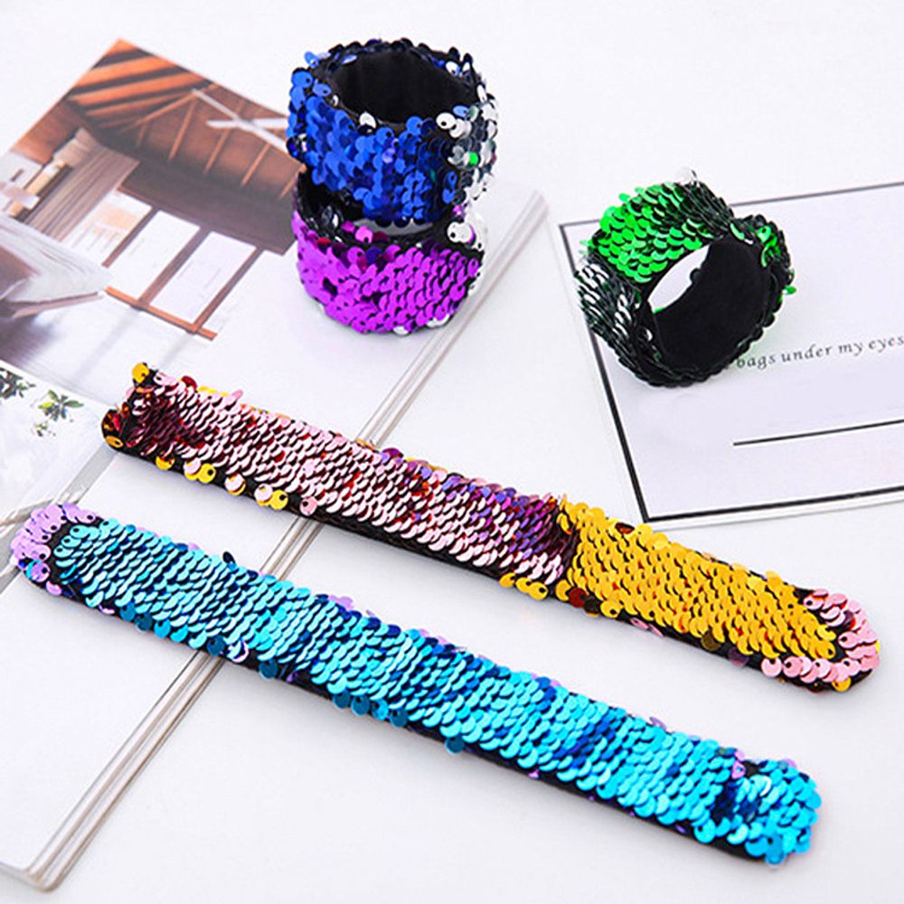 5Pcs Glitter Slap Mermaid Bracelets Sequin Wristband Toys for Kids Birthday Party Favors Baby Shower Decoration Piniata Fillers