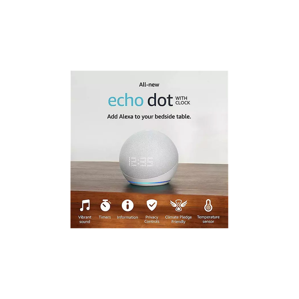 AMZ ECHO DOT 5TH GEN WITH CLOCK AND ALEXA VOICE CONTROL 2022