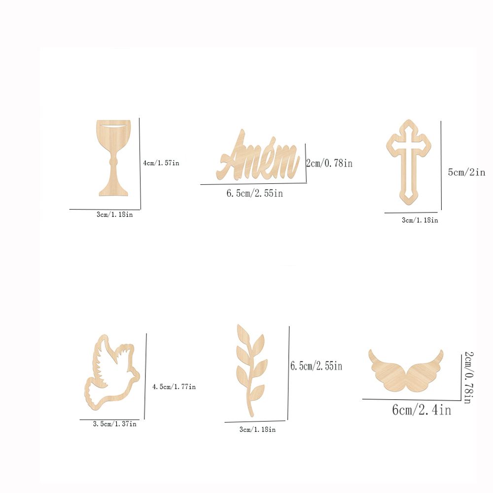 6PCS Baby Shower baptism communion Cake Topper wooden cross side set ornaments party decoration