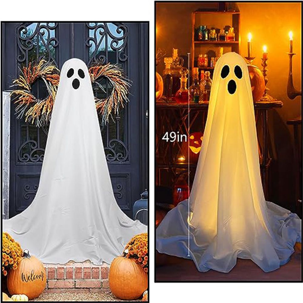 130CM Outdoor Halloween LED Decoration for Front Porch Patio Spooky Easy to Assemble Halloween Ghosts