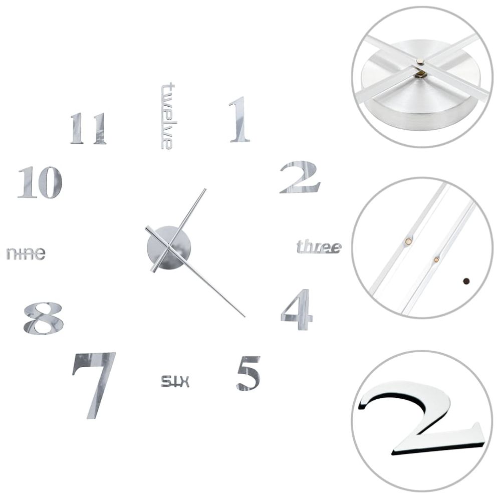 3D Wall Clock Modern Design 100 cm XXL