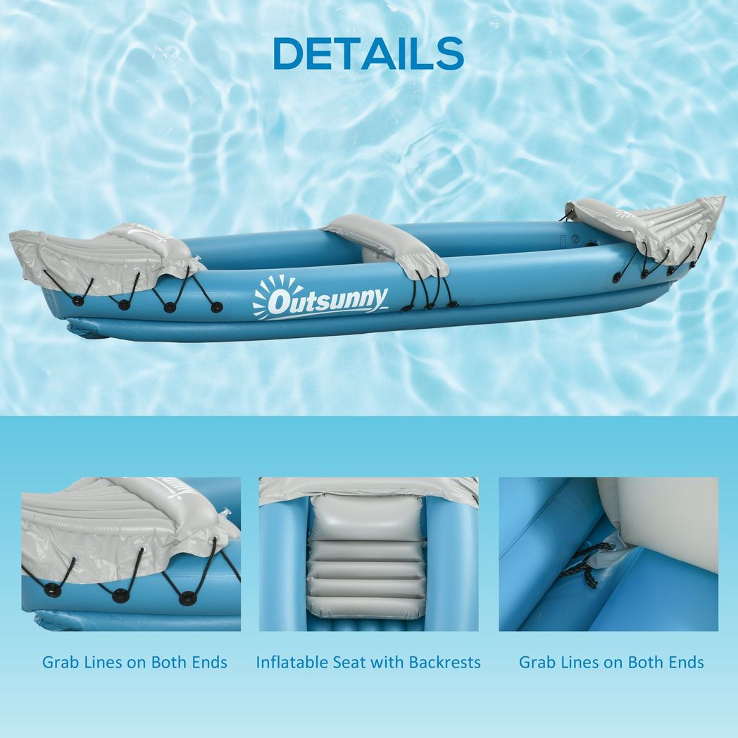 Outsunny Inflatable Kayak Two-Person Inflatable Boat w/ Air Pump, Blue