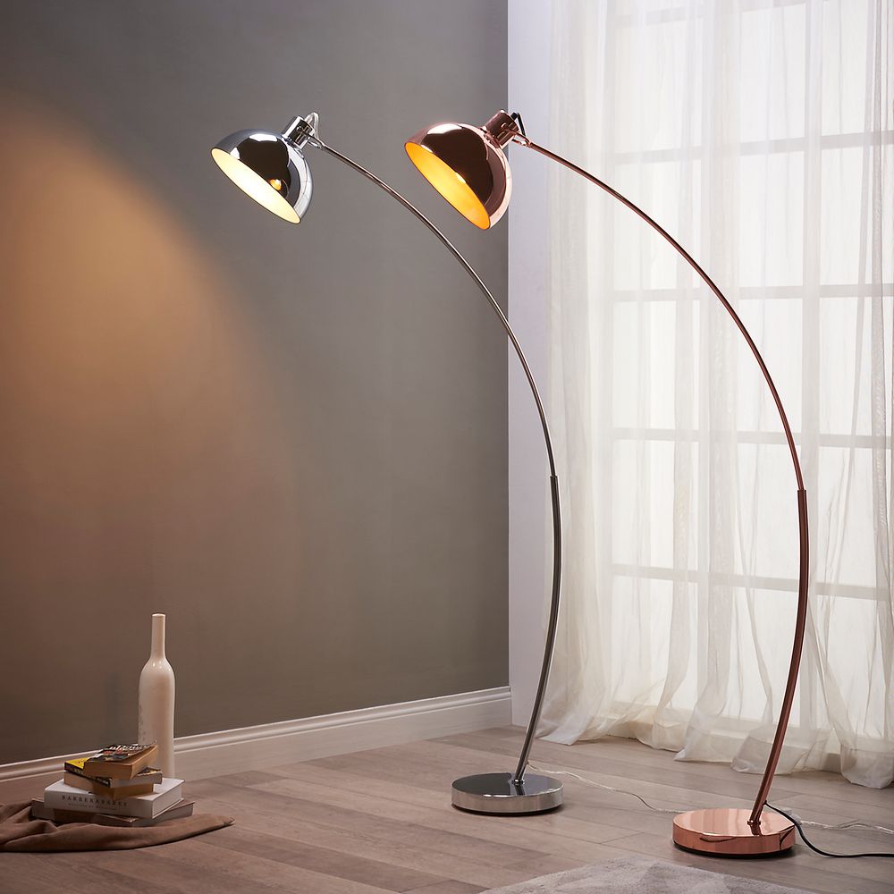 Curved Arco Floor Lamp LED Gold Shade  Modern Lighting VN-L00025-UK