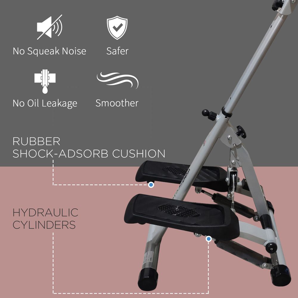 Foldable Stepper Adjustable Step Machine w/ Handlebar LCD Display, Grey HOMCOM