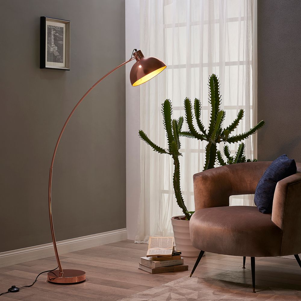 Curved Arco Floor Lamp LED Gold Shade  Modern Lighting VN-L00025-UK