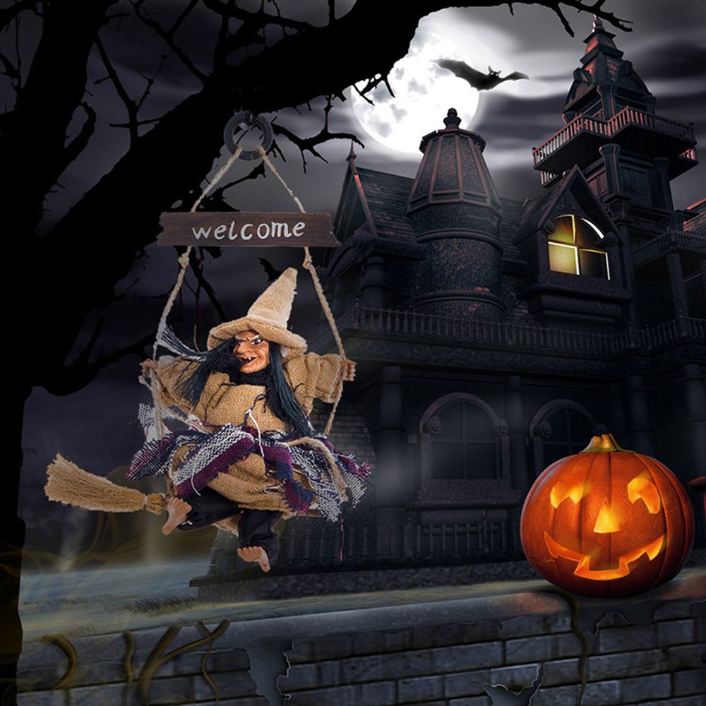 Halloween Witch Hanging Doll Pendant Ghost Flying Witch Horror Scary Decoration Halloween Home Decoration DIY Party Ornaments