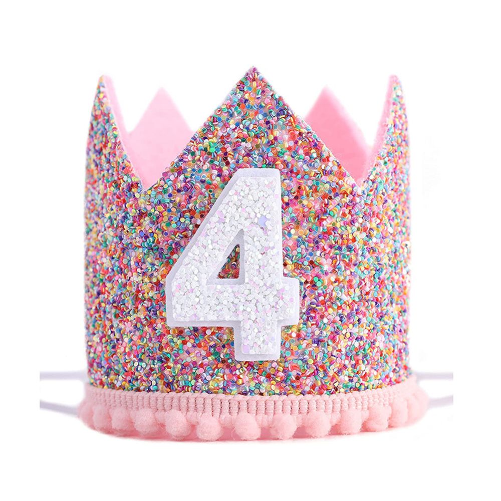 Princess Crown Baby Birthday Party Hat Half Year Old 1 2 3 Years Headband Baby Shower Children Birthday Decoration Supplies