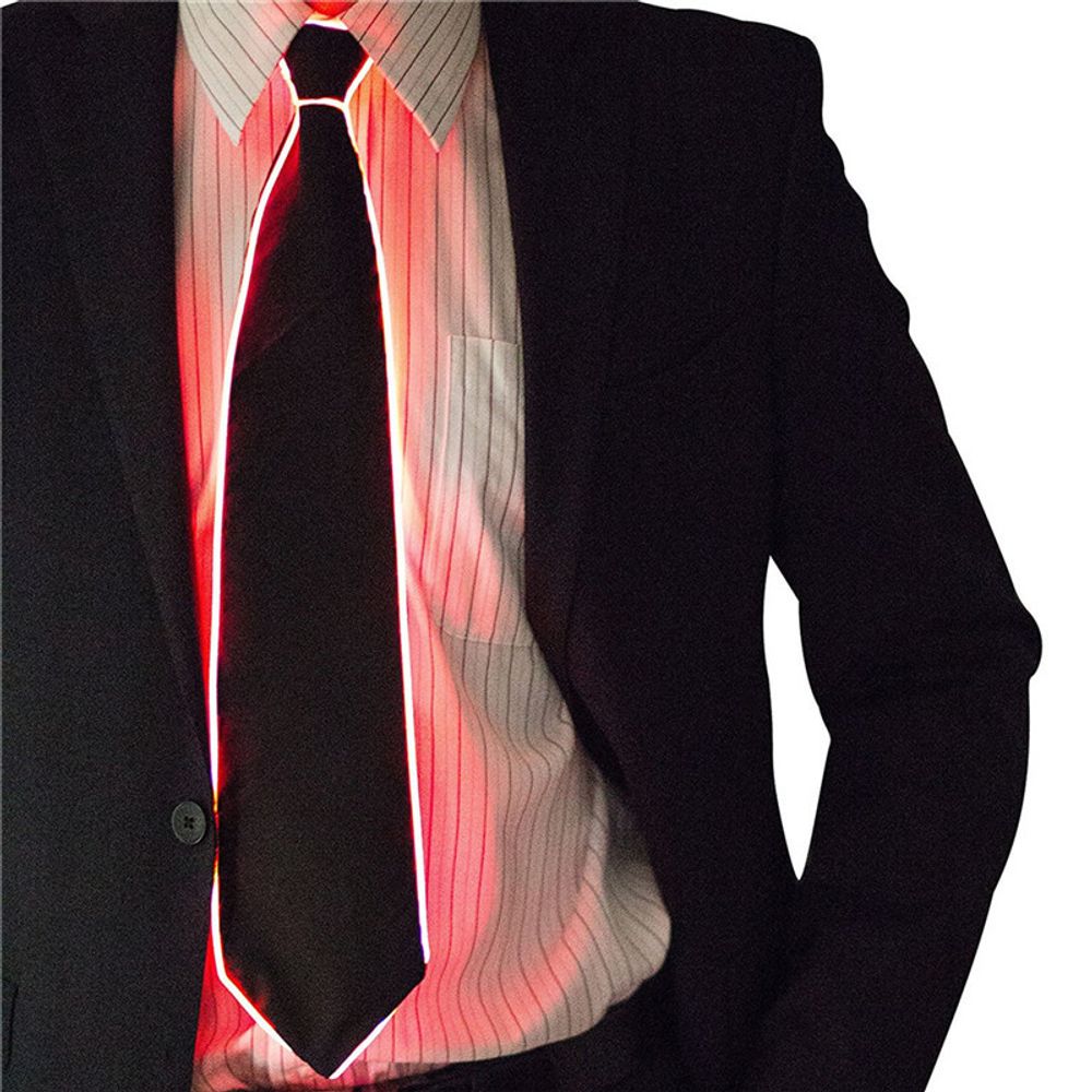 Men Glowing Tie EL Wire Neon LED Luminous Party Haloween Christmas Luminous Light Up Decoration DJ Bar Club Stage Prop Clothing