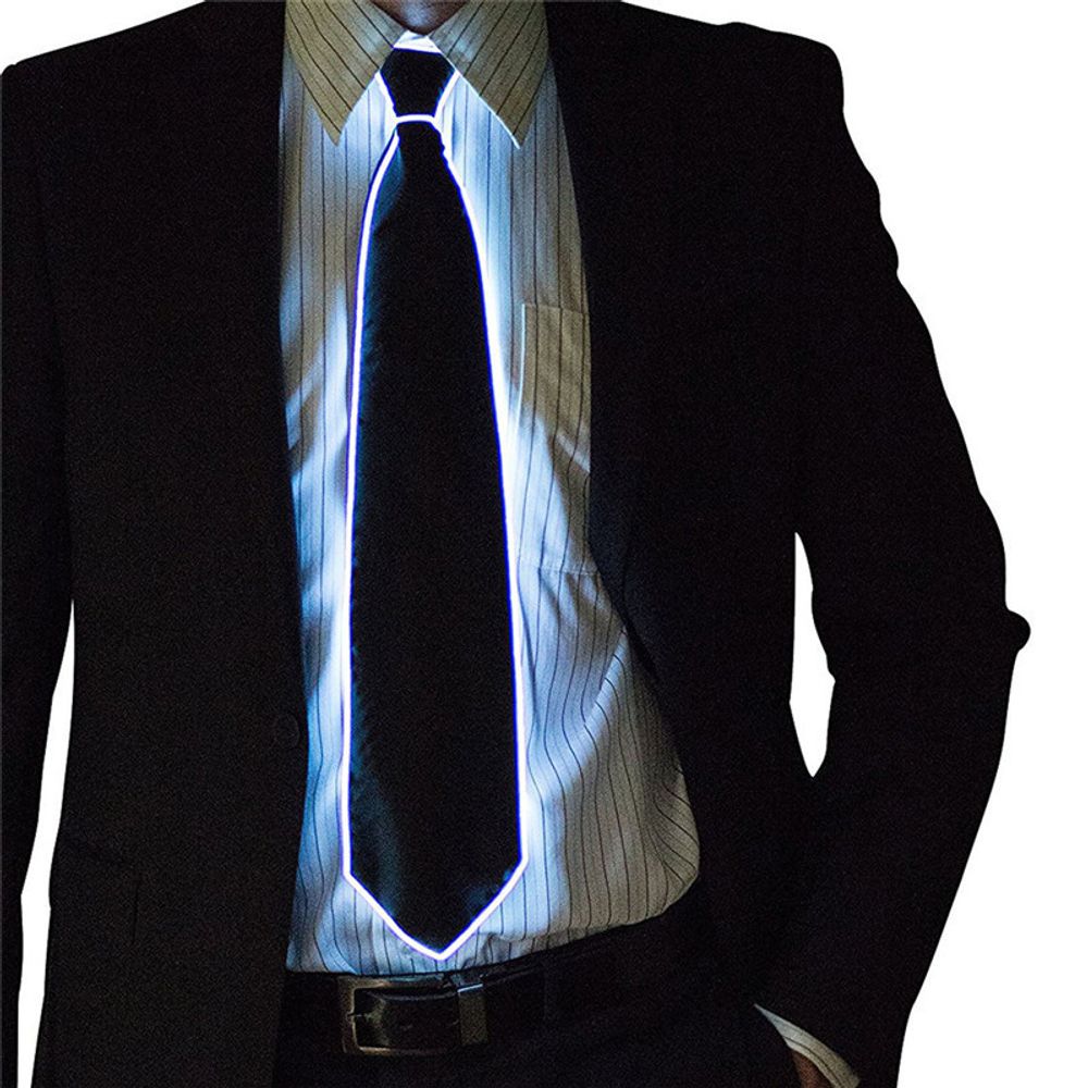 Men Glowing Tie EL Wire Neon LED Luminous Party Haloween Christmas Luminous Light Up Decoration DJ Bar Club Stage Prop Clothing