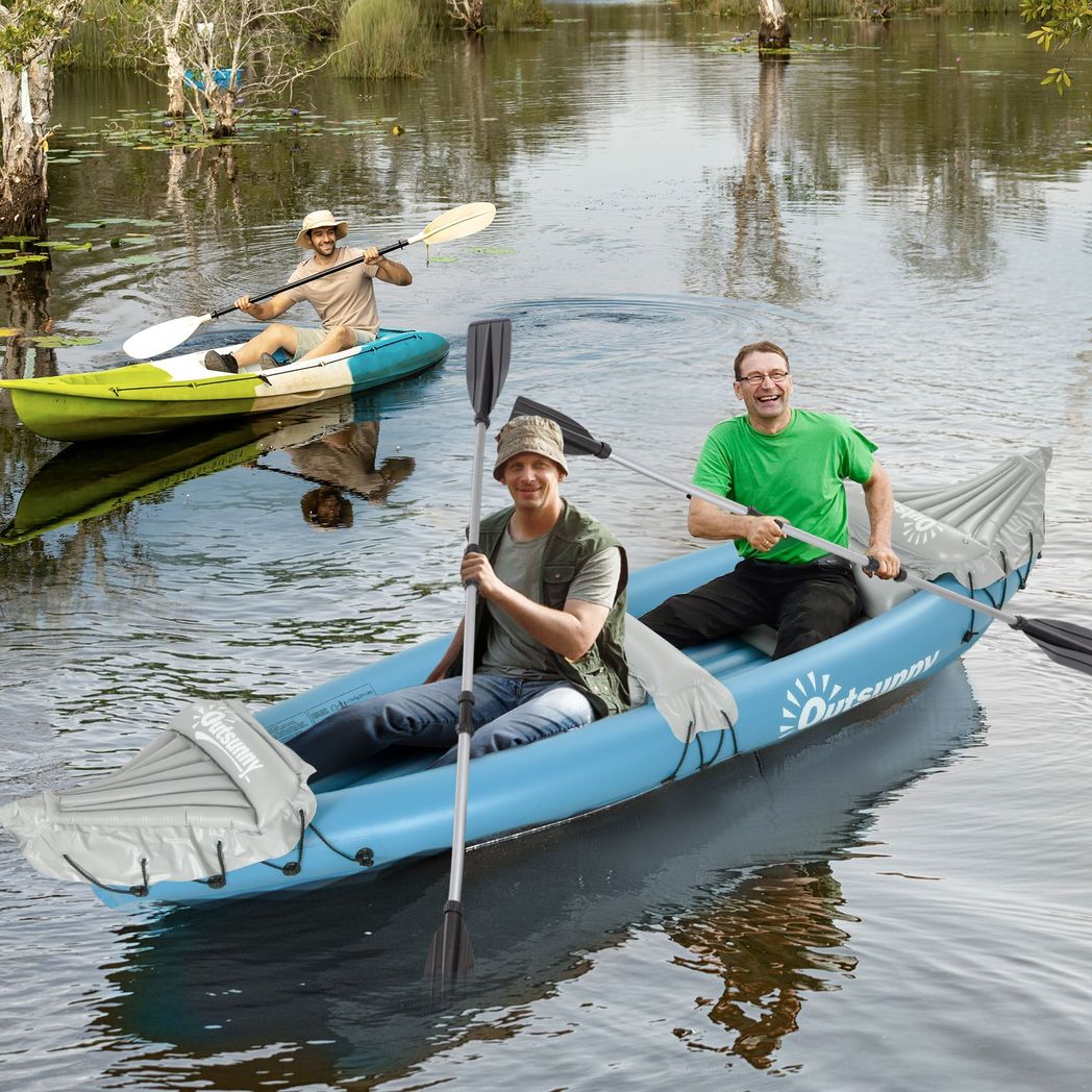 Outsunny Inflatable Kayak Two-Person Inflatable Boat w/ Air Pump, Blue