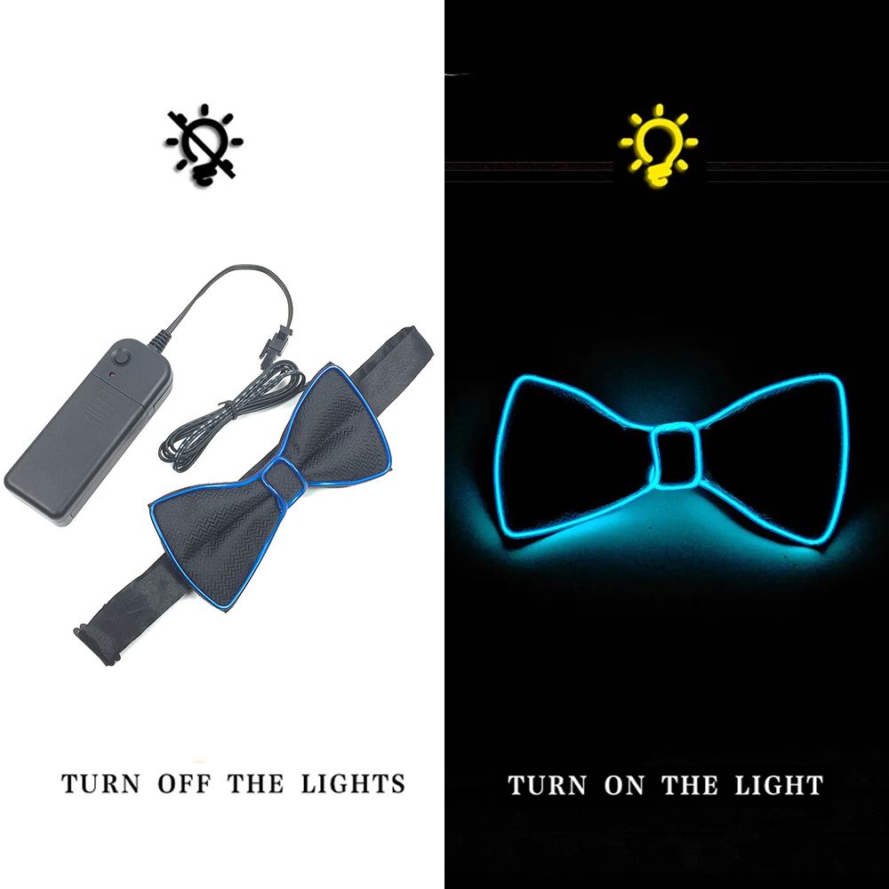 LED Light Up Bow Tie Glow in the Dark Luminous Necktie for Wedding Birthday Party Christmas Decoration Halloween Cosplay Costume