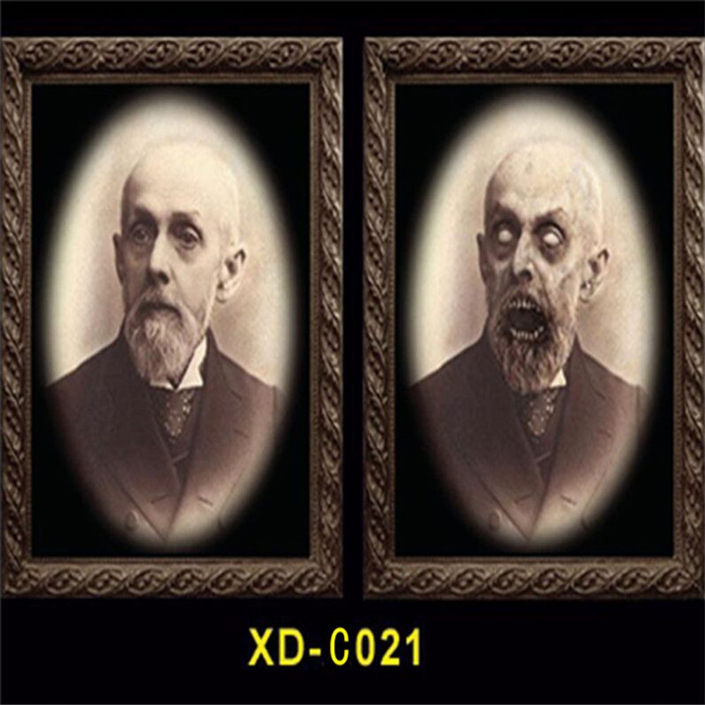 Halloween Decoration 3D Change Face Expression Moving Ghost Portrait Photo Frame Horror Party Castle Haunted House Props Decor