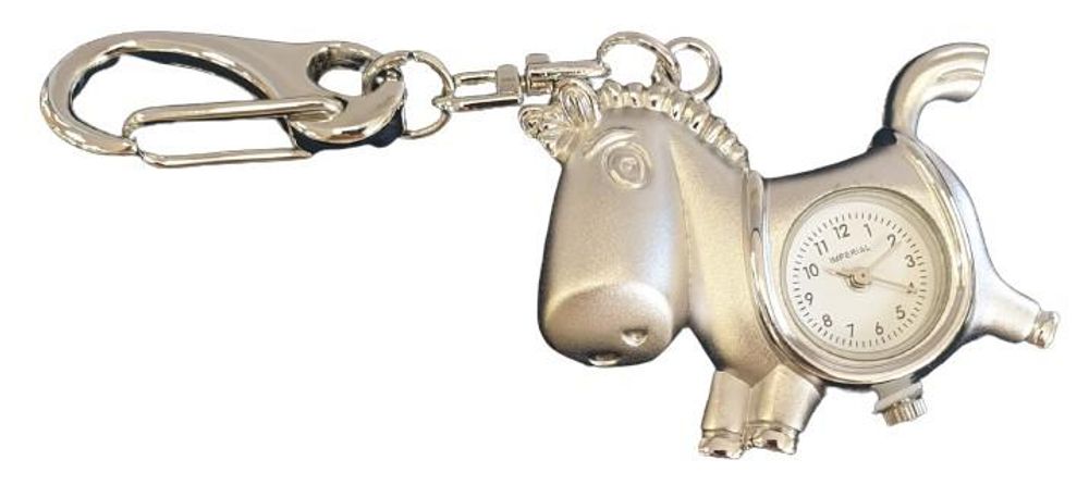 Imperial Key Chain Clock Unicorn Silver IMP714