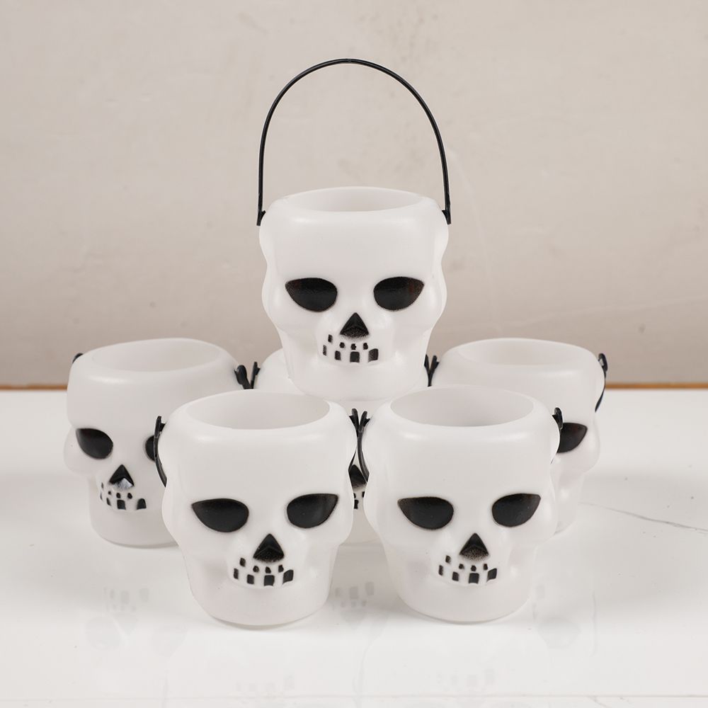 6pcs Halloween Trick or Treat Candy Buckets Portable Pumpkin Ghost Candy Holder Basket Halloween Party Favors Decorations Props