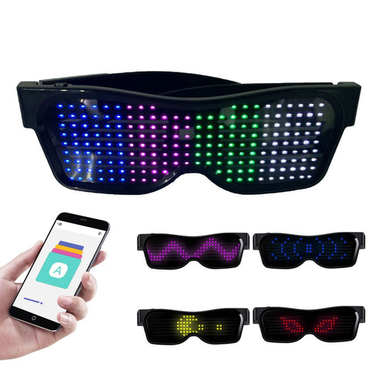 LED Glasses Customizable BT LED Glasses Colorful Light Glow Glasses DIY Message Glow Toy for Halloween Party Rave Music Festival