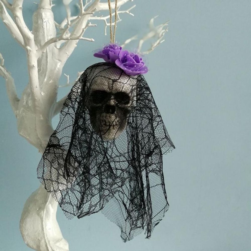 Halloween Skull Hanging Ornaments Foam Skull Bride Clothes Bone Head Scene Layout Props Home Decorations Festival Party Supplies