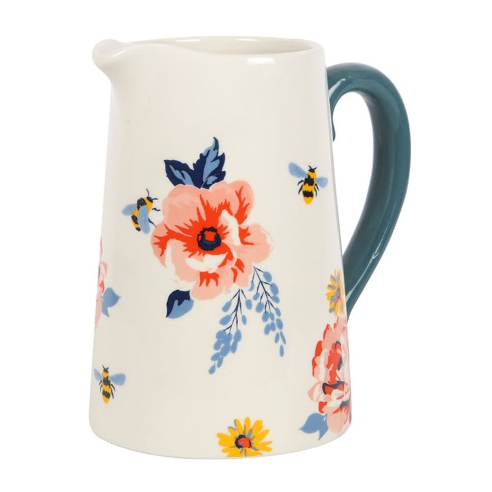 17cm Bee-utiful Floral Ceramic Flower Jug-1