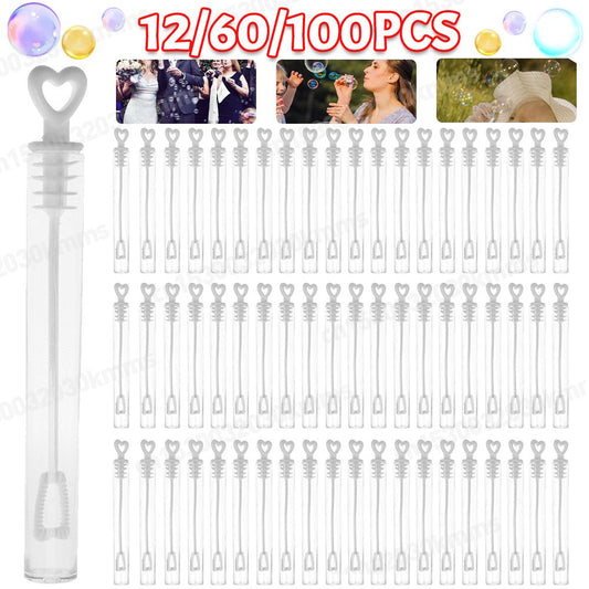 12-100Pcs Love Heart Wand Tube Bubble Soap Bottle Wedding Gifts For Guests Birthday Party Decor Baby Shower Favors Kids Toys