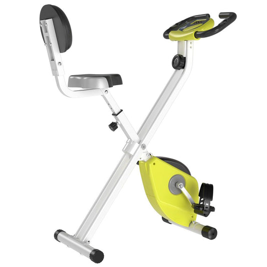 Magnetic Resistance Exercise Bike Foldable LCD Adjustable Seat Yellow