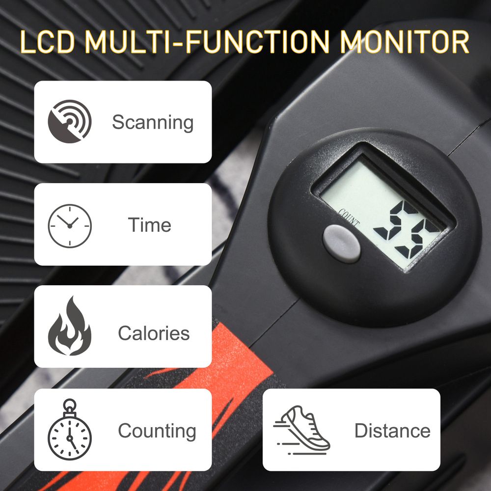 Mini Elliptical Bike LCD Monitor Anti-Slip Pedals Adjustable Resistance HOMCOM