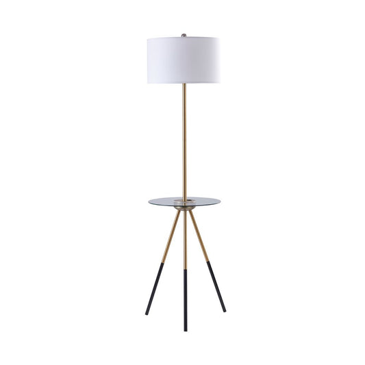 Myra Standard Tripod Floor Lamp with Built-in USB & Table, White