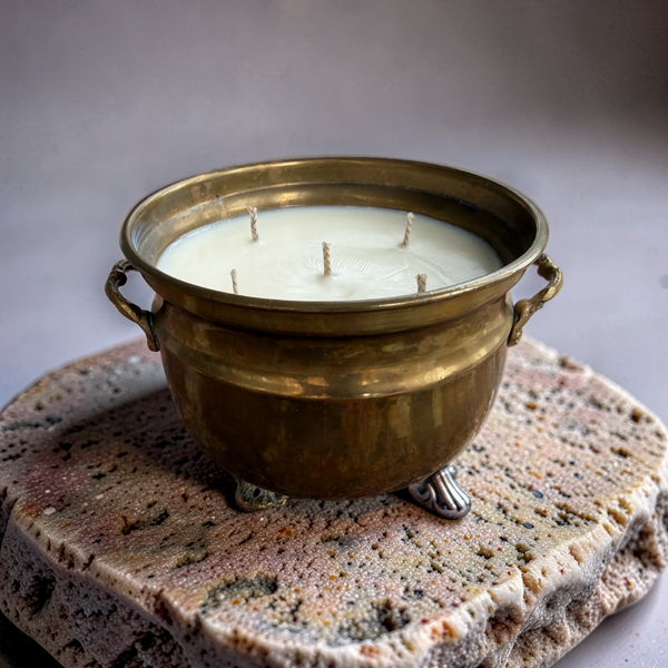 Repurposed Victorian Brass Planter Candles-0