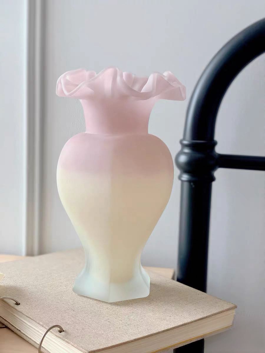 Vintage French Style Dopamine Fenton Glass Vase-5