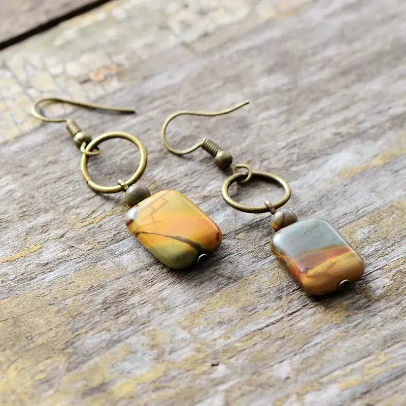 Vintage Natural Jasper Earring-1