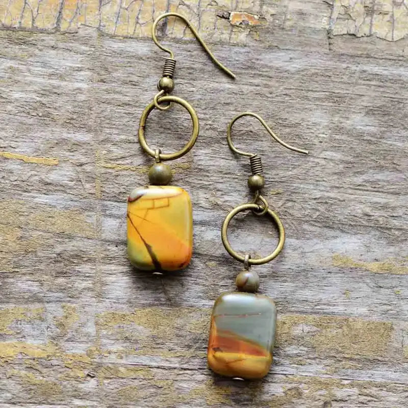 Vintage Natural Jasper Earring-0