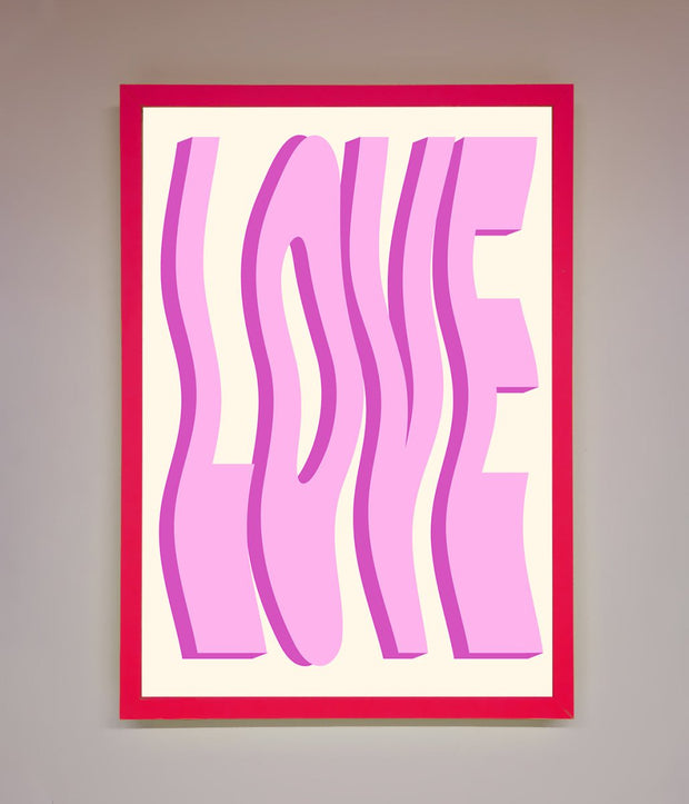 Wavy Love Pink Framed Poster-0