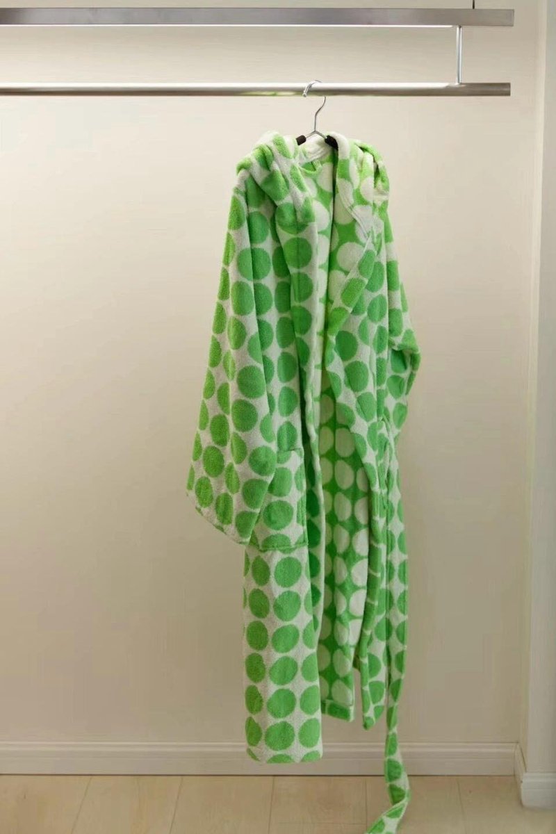 Whimsical Polka Dot Hooded Bath Robe - 100% Organic Long-stapled Cotton-5