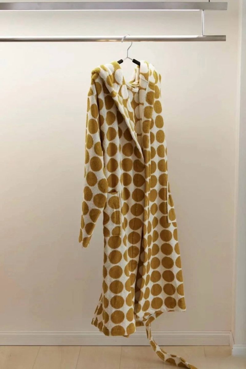 Whimsical Polka Dot Hooded Bath Robe - 100% Organic Long-stapled Cotton-6