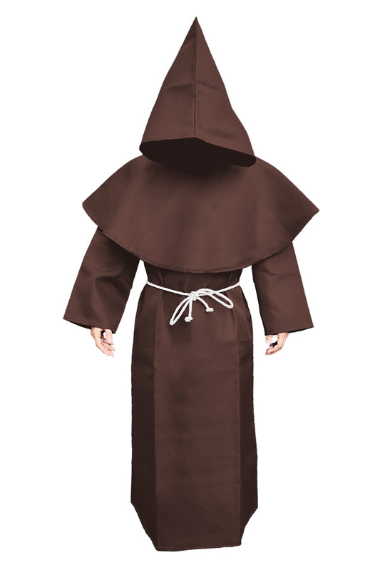 Men Medieval Hooded Monk Renaissance Priest Robe Costume-0