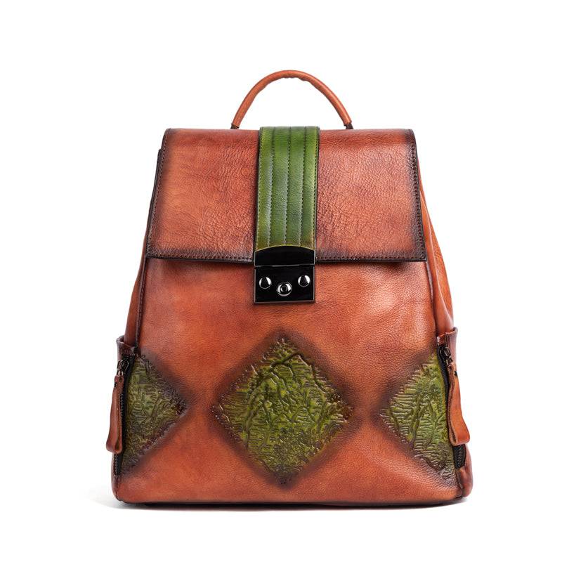 Women’s Vintage Leather Backpack Handle Shoulder Bag-1