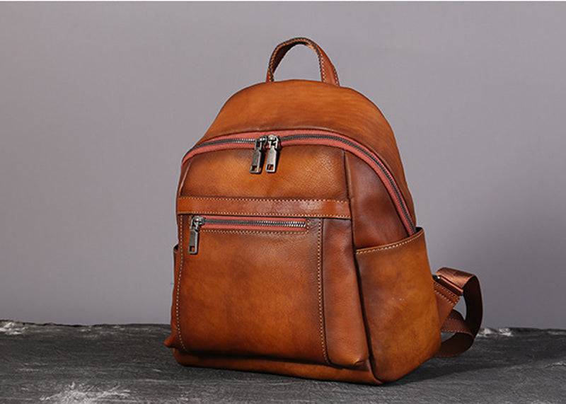 Womens Vintage Leather Backpack-3