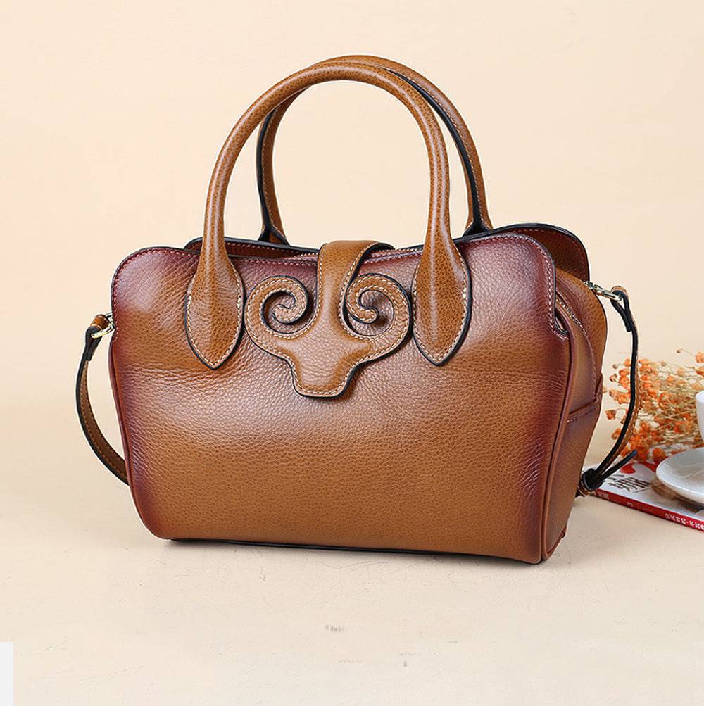 Womens Vintage Leather Top Handle Bag Medium-1