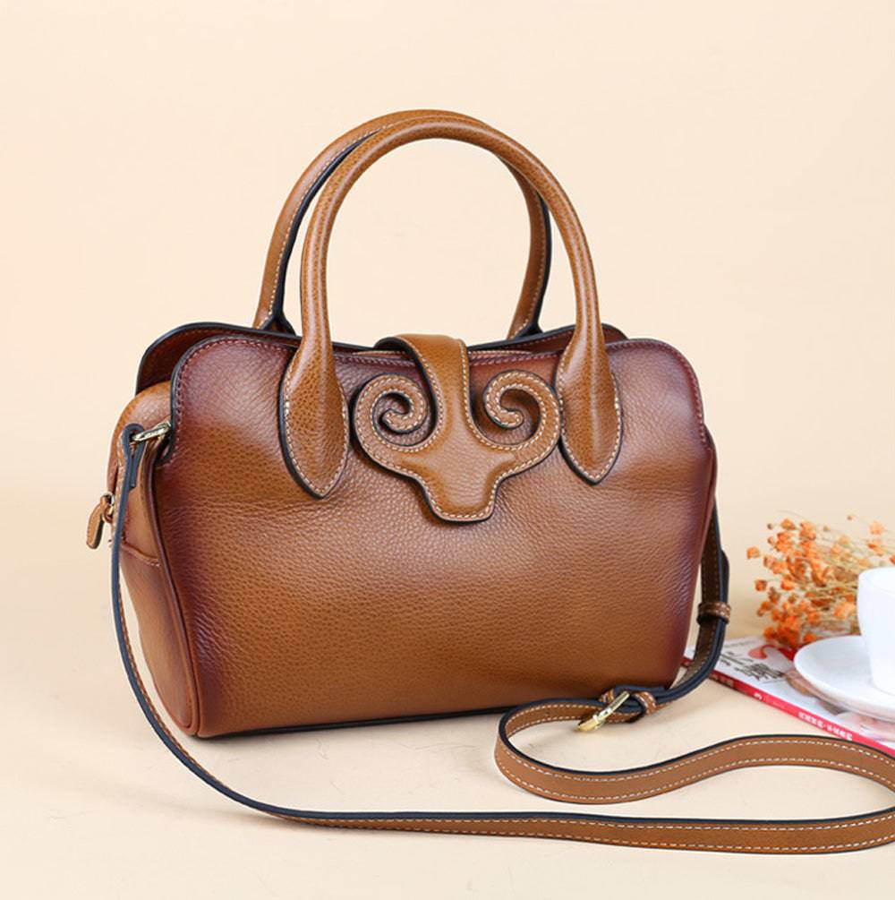 Womens Vintage Leather Top Handle Bag Medium-2