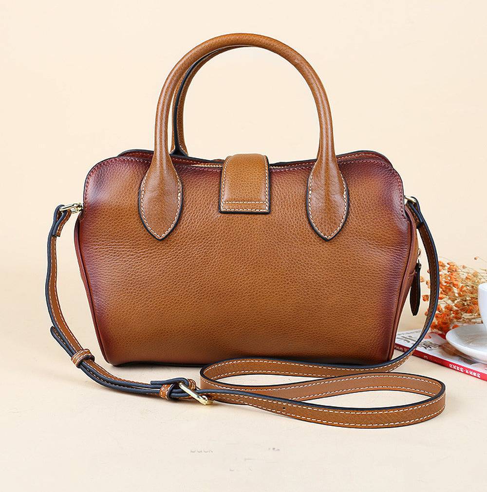 Womens Vintage Leather Top Handle Bag Medium-4