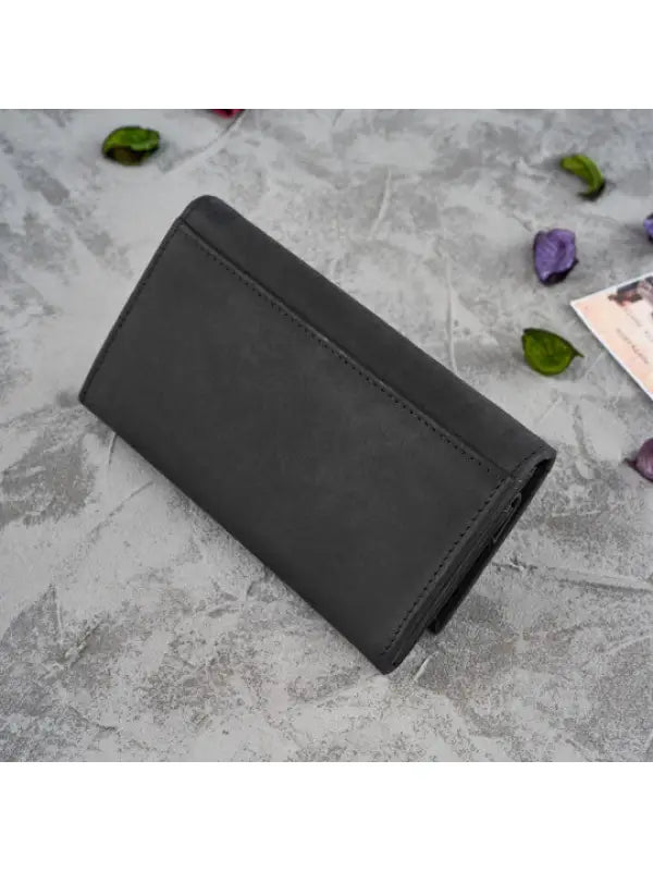 Women's Wallet Leather -Black-1